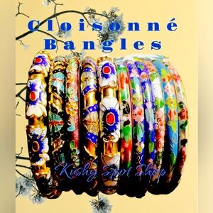 Vintage Cloisonné Medium Thick or Raised Bangle Assorted Colors/Styles 🌸🧿🧧🎋